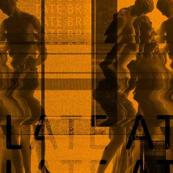 Late at Tate Britain logo, a distorted image of two statues from the gallery floor